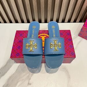 Tory Burch Eleanor Blue Slides, Suitable for Summer Outdoor Wear